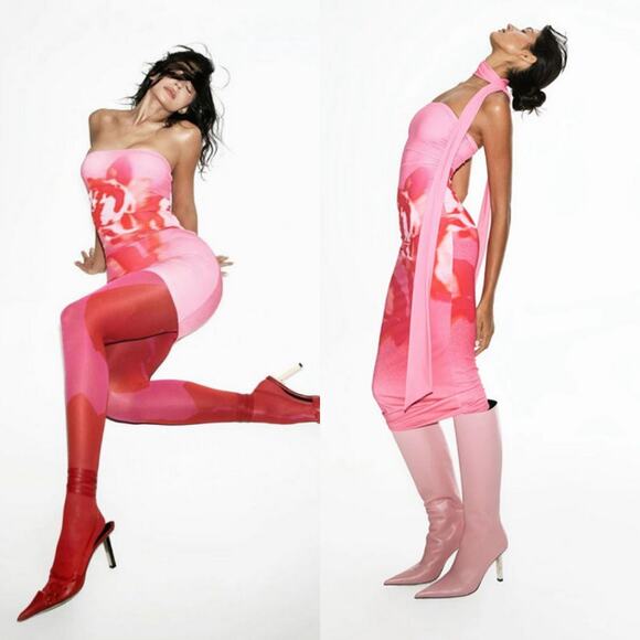 KHY X IOANNES‎ | NEW Peony Midi Tube Dress Romantic Kylie Jenner Fairy Small - Picture 1 of 7